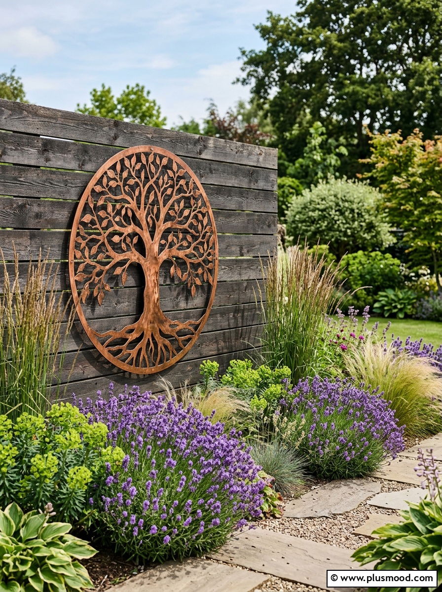 Metal tree wall art - 25 outdoor garden decor ideas with wall art