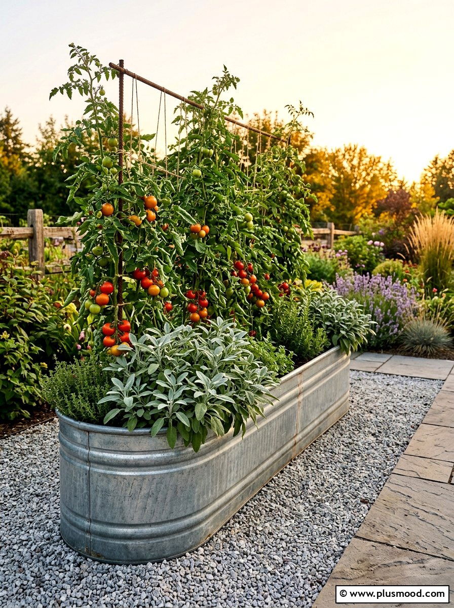 Metal trough garden - 25 small backyard ideas with raised garden