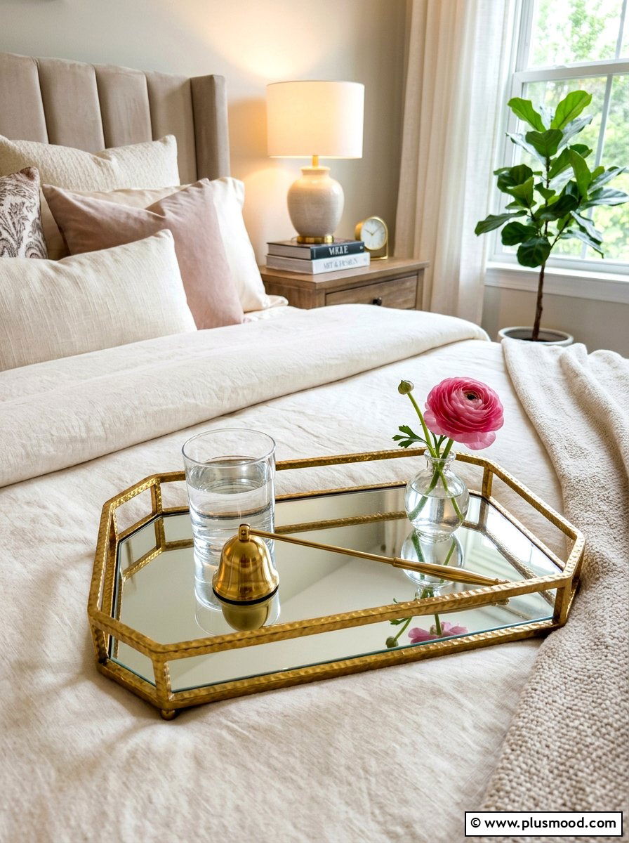 Metallic Gold Tray - 25 summer bedroom tray decor ideas