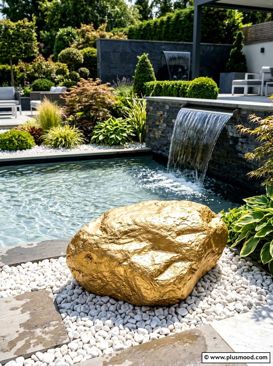 Metallic Gold - 25 painted rock ideas for koi pond decor