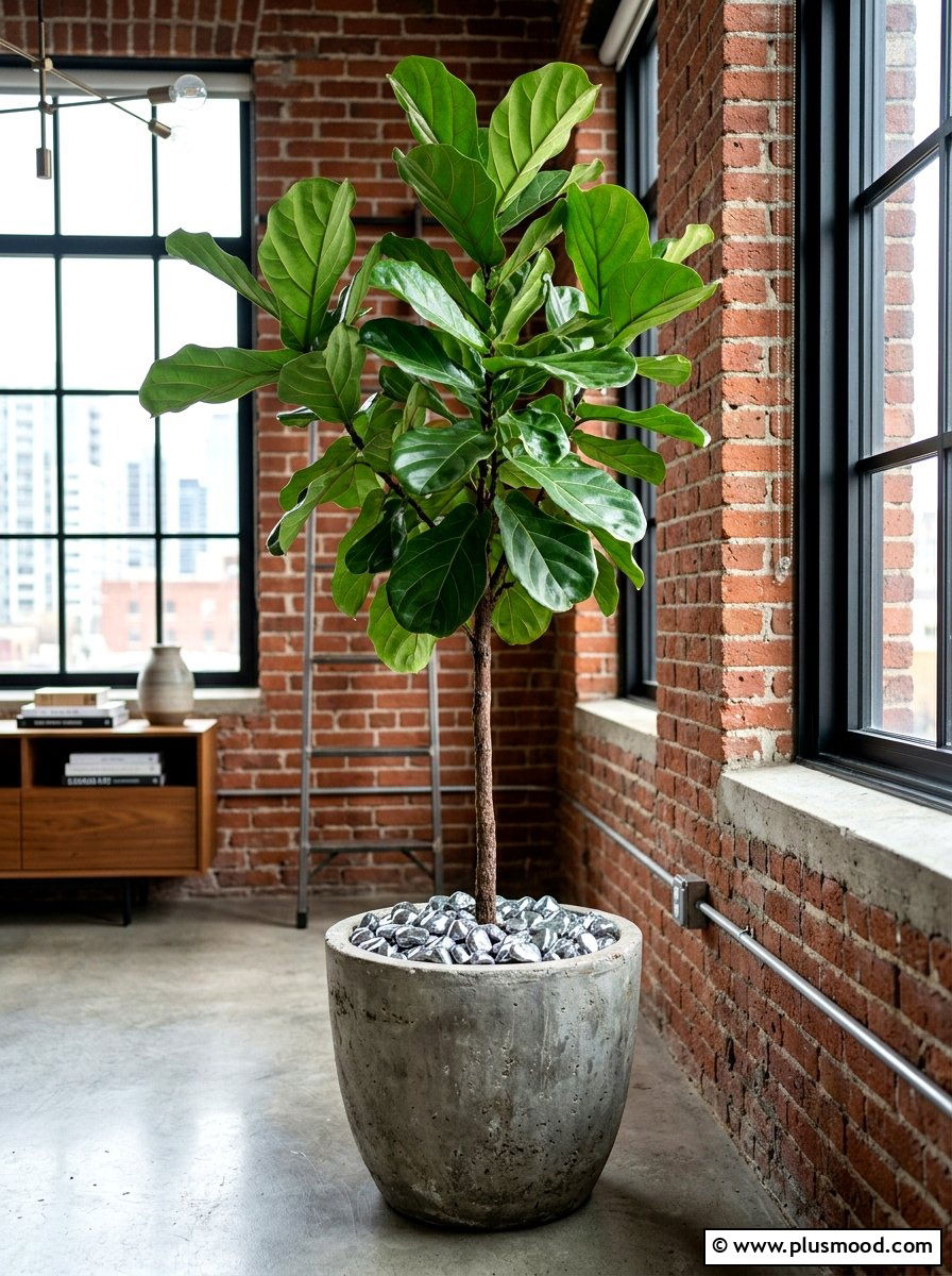 Metallic silver rock for plant pot
