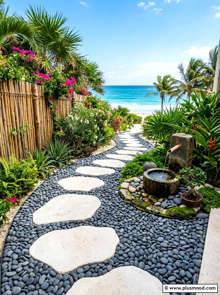 Mexican Beach Pebble Path - 25 summer backyard path ideas