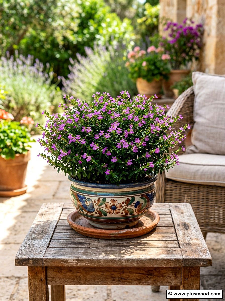 Mexican Heather Compact Pot - 25 summer low maintenance planter ideas