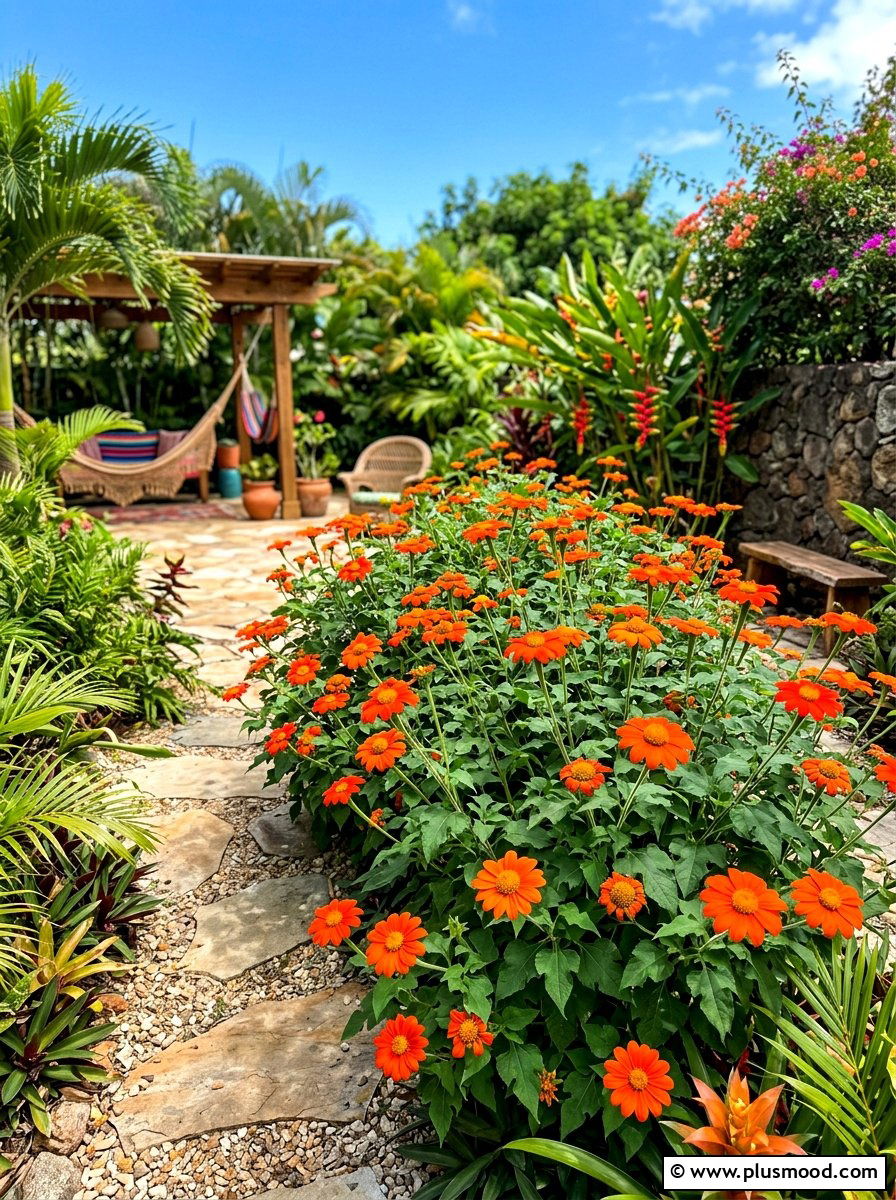 Mexican Sunflower Patch - 25 summer pollinator garden ideas