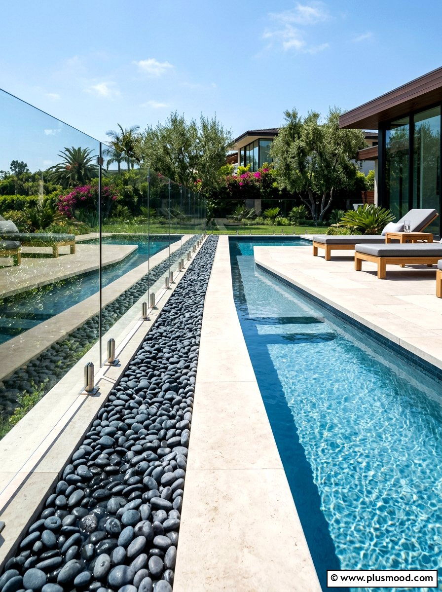 Mexican beach pebble pool edge - 25 pool landscaping ideas with gravel
