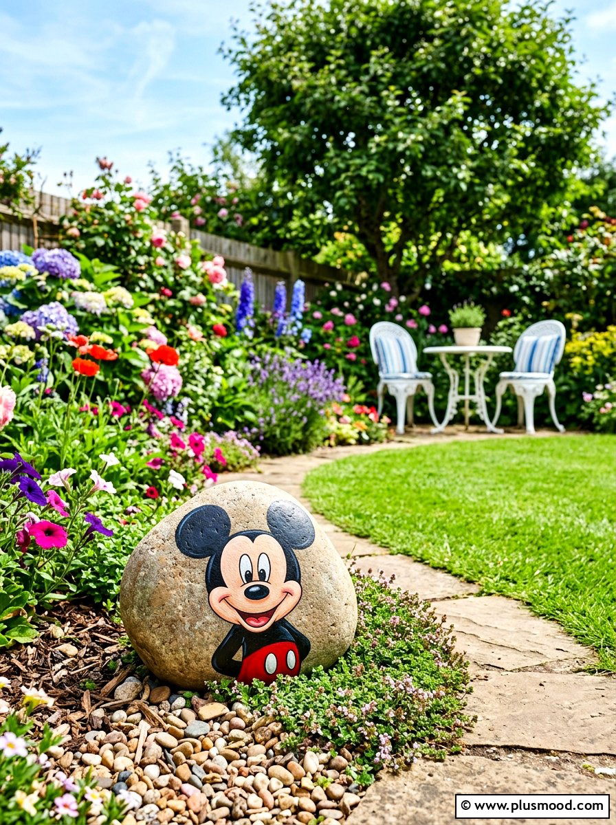 Mickey Mouse Painted Rock - 25 painted rock ideas with Disney characters