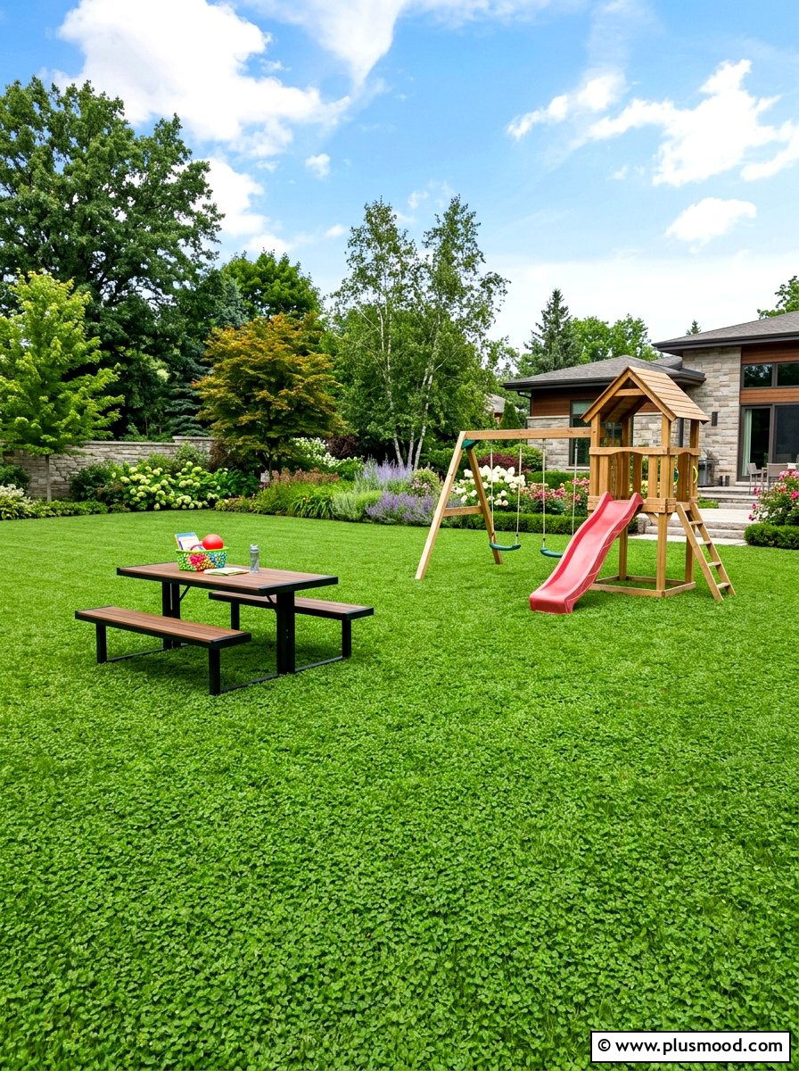 Microclover Lawn - 25 summer low maintenance garden ideas