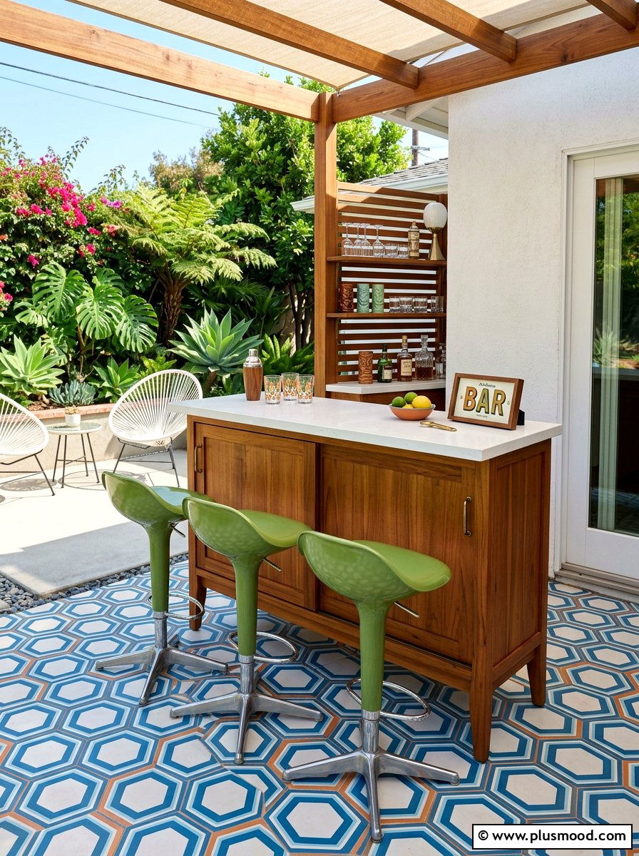 Mid Century Modern Outdoor Bar - 25 summer patio bar ideas