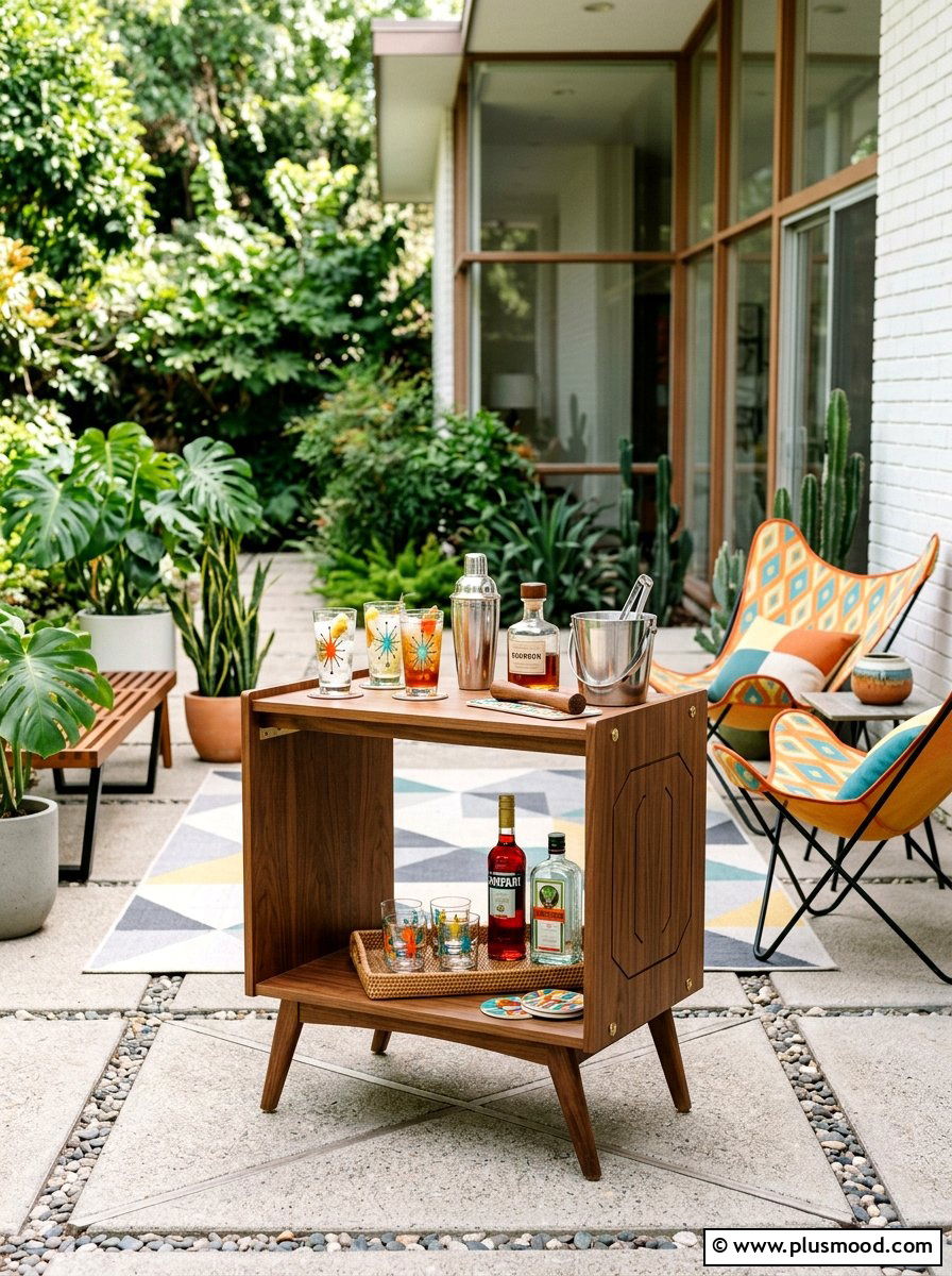 Mid Century Modern Patio Cart - 25 summer patio bar cart ideas