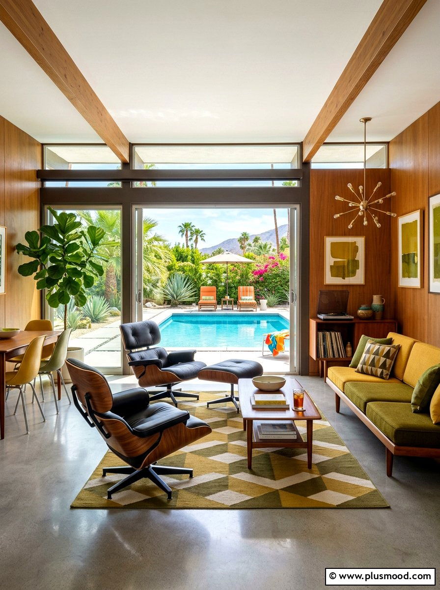 Mid Century Modern Pool House Lounge - 25 summer pool house decor ideas