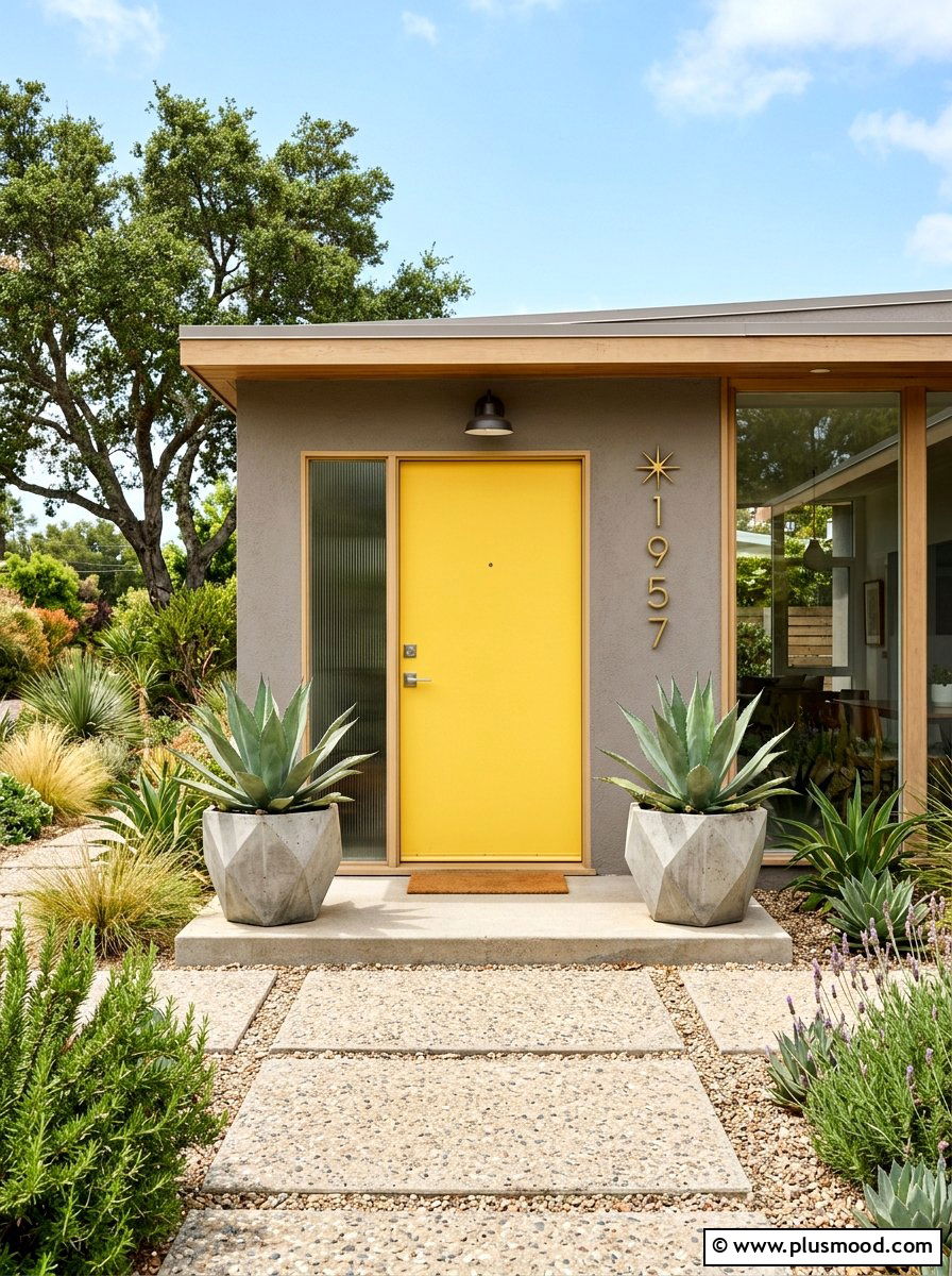 Mid century modern yellow front door - 25 summer yellow front door ideas