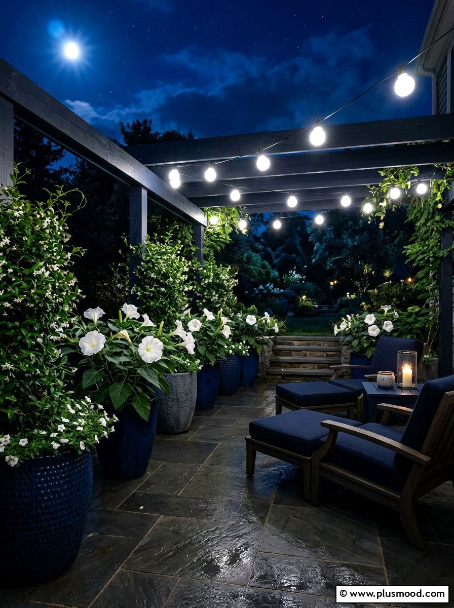 Midnight Blue Evening Terrace - 25 summer blue planter styling ideas