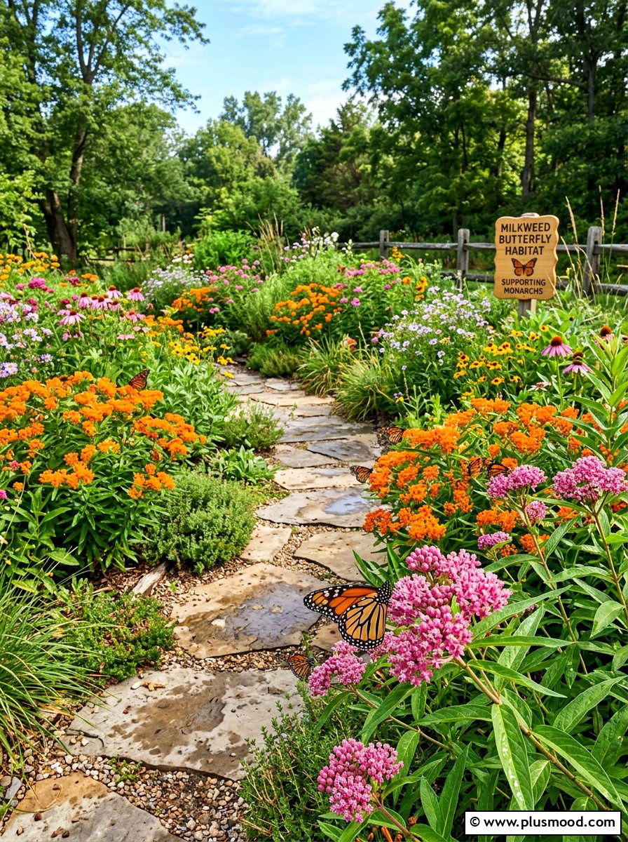 Milkweed Butterfly Habitat - 25 summer pollinator garden ideas