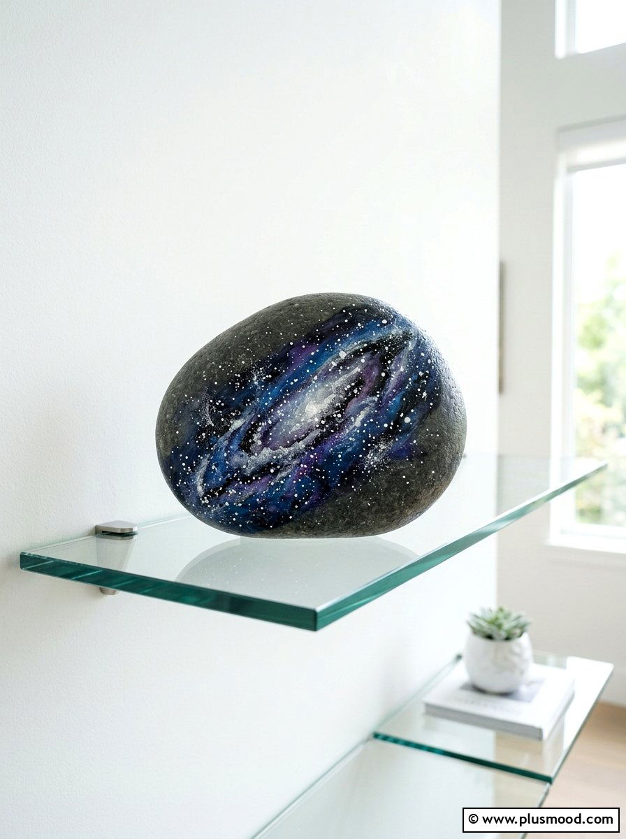 Milky way rock design - 25 painted rock ideas with galaxy design
