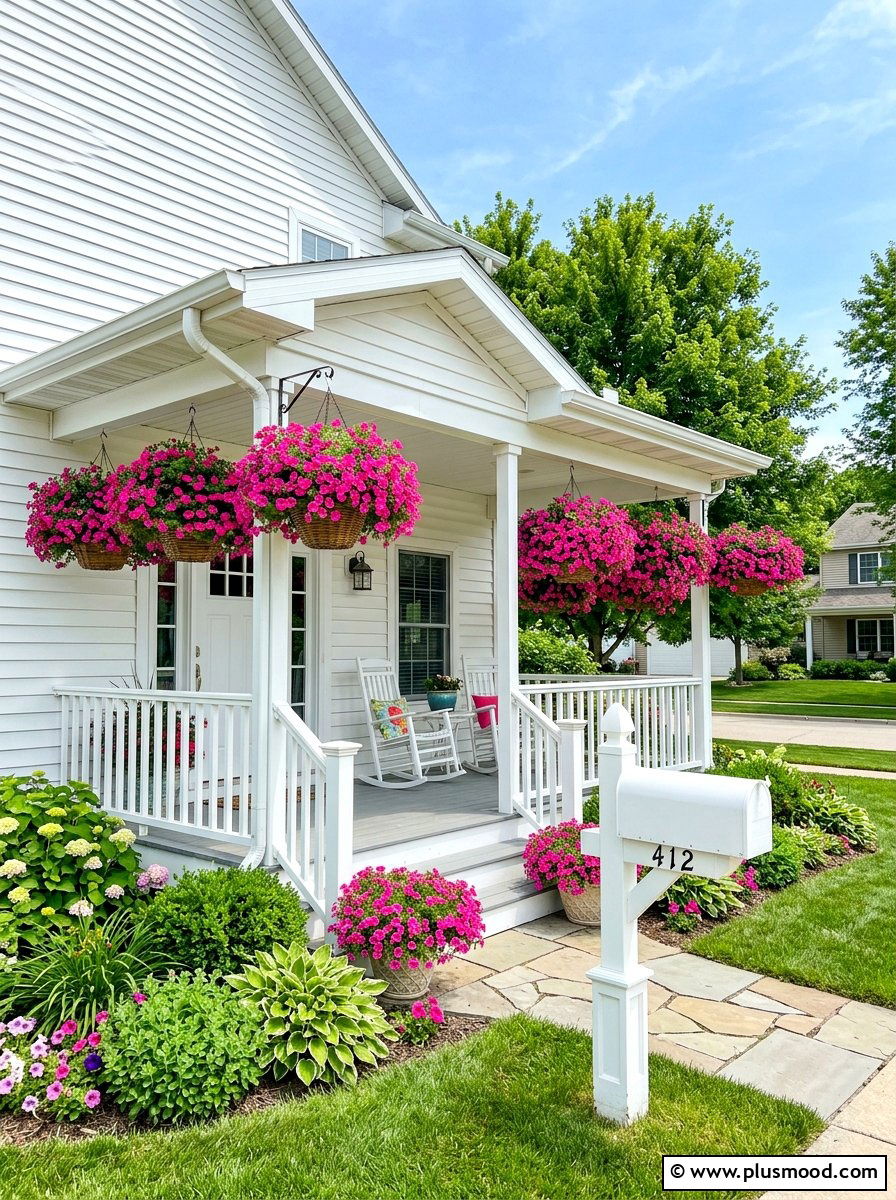 Million bells hanging flower baskets - 25 summer front porch decor ideas with hanging baskets