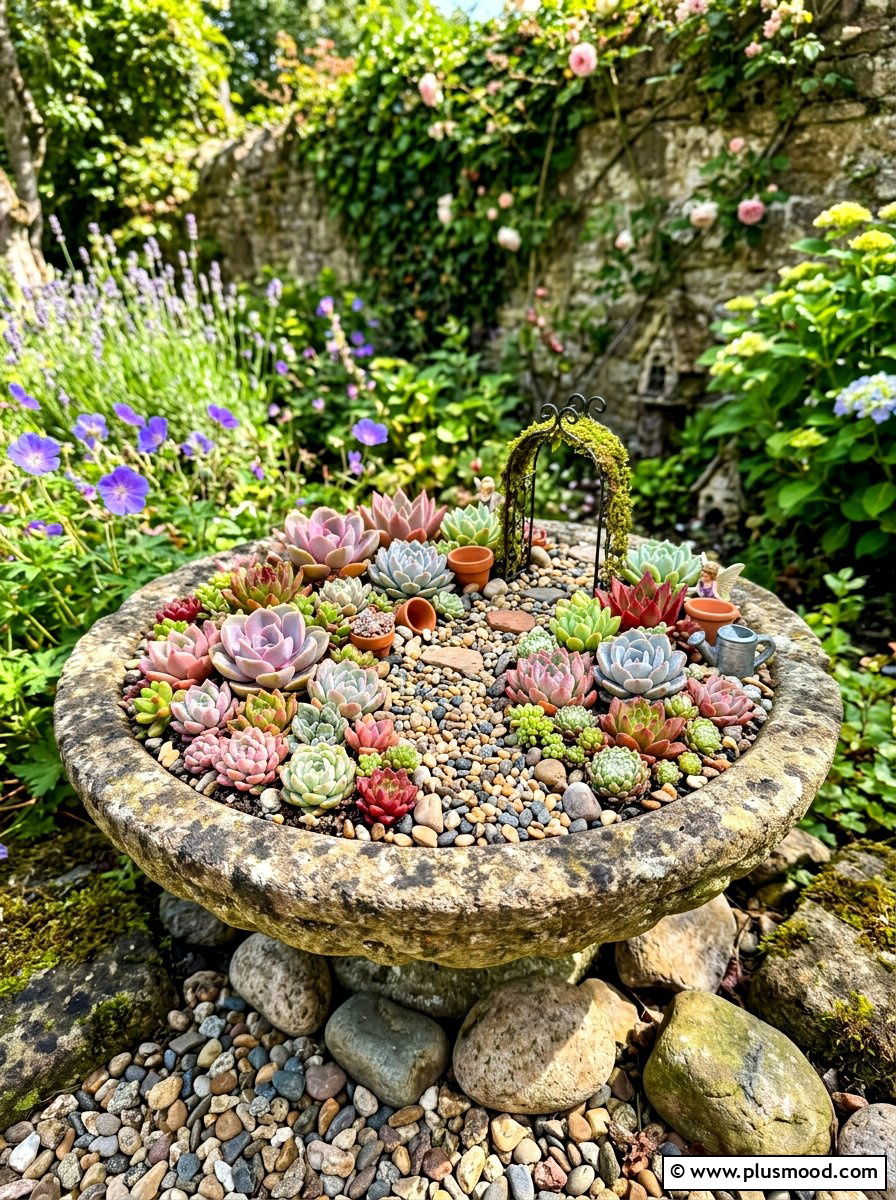 Miniature Succulent Garden - 25 summer colorful planter ideas