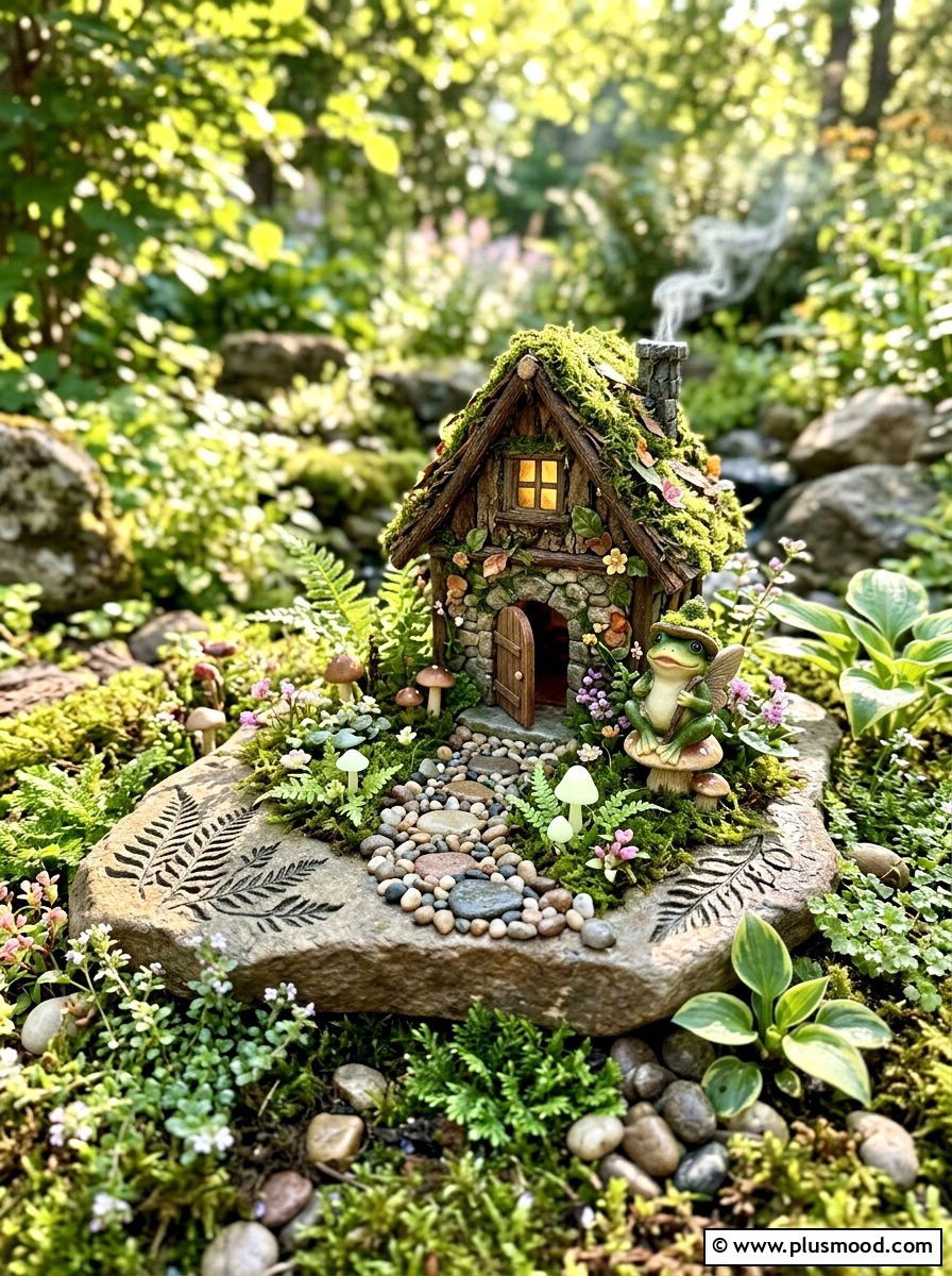 Miniature frog fairy garden stone - 25 painted rock ideas with frog art