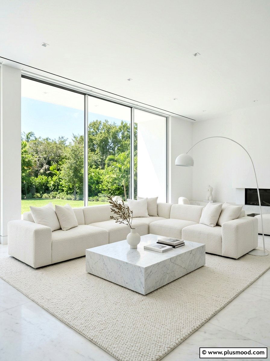 Minimalist All White Living Room - 25 bright summer living room ideas