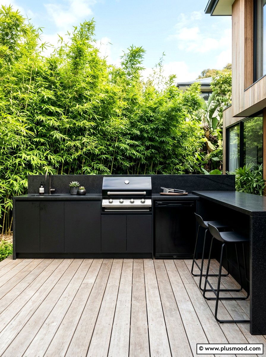 Minimalist Black Outdoor Kitchen - 25 summer backyard outdoor kitchen ideas