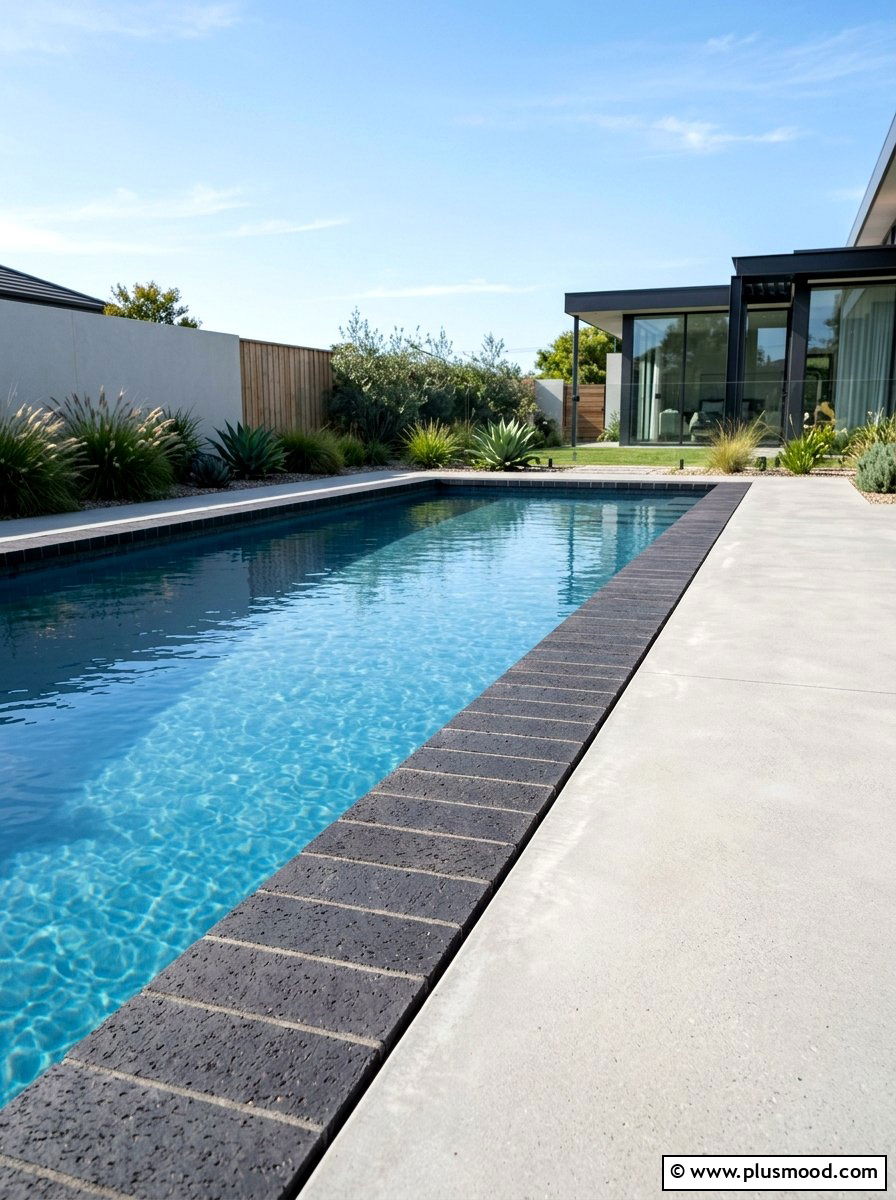 Minimalist Brick Pool Edging - 25 pool landscaping ideas with brick edging