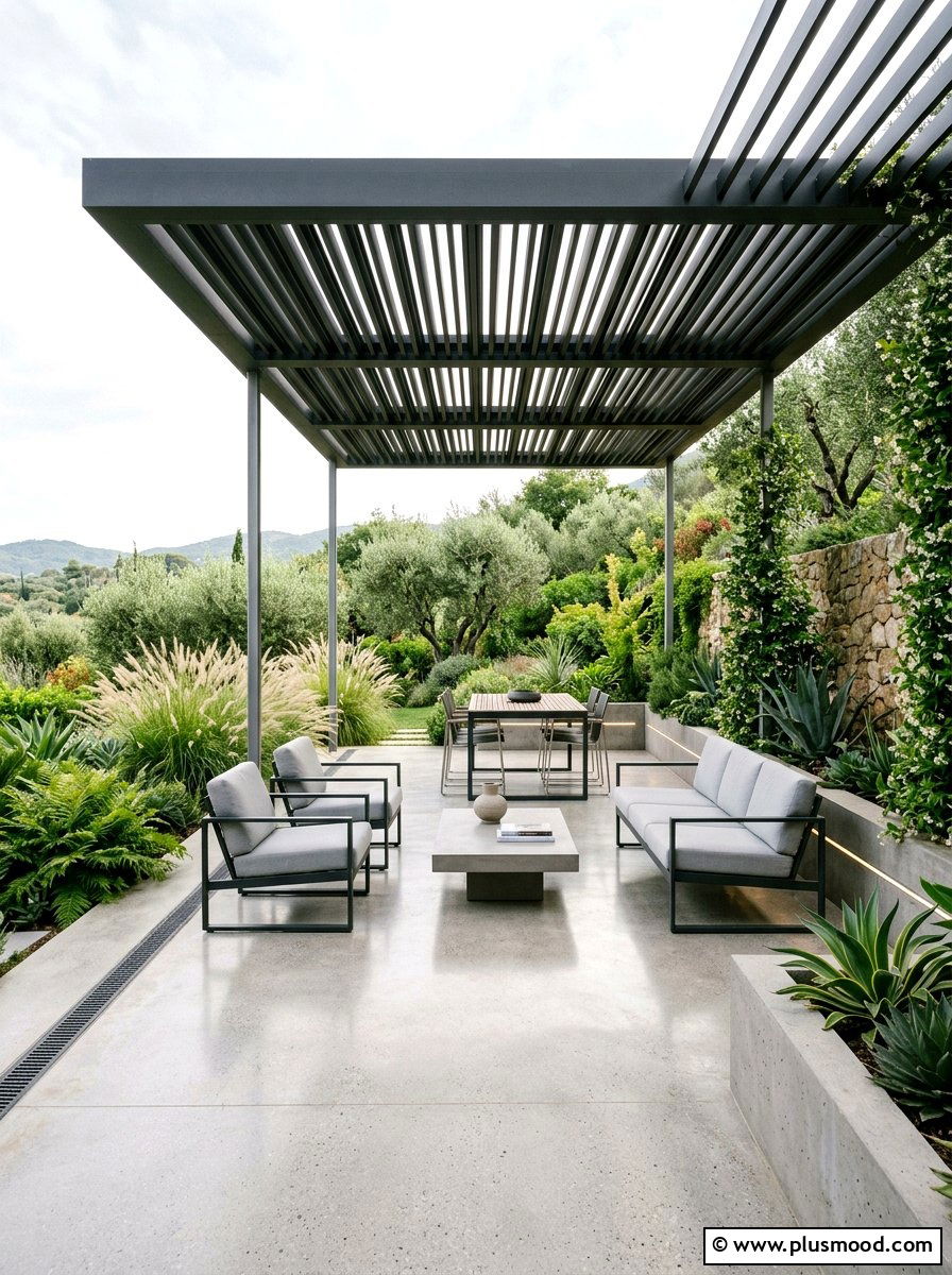 Minimalist Concrete Garden Terrace - 25 summer covered patio ideas