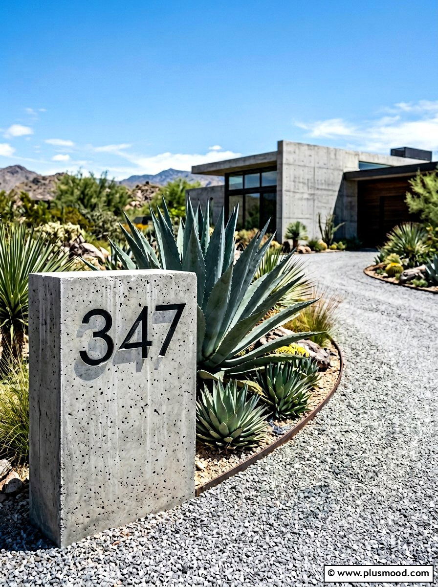 Minimalist Concrete House Number Block - 25 summer house number display ideas