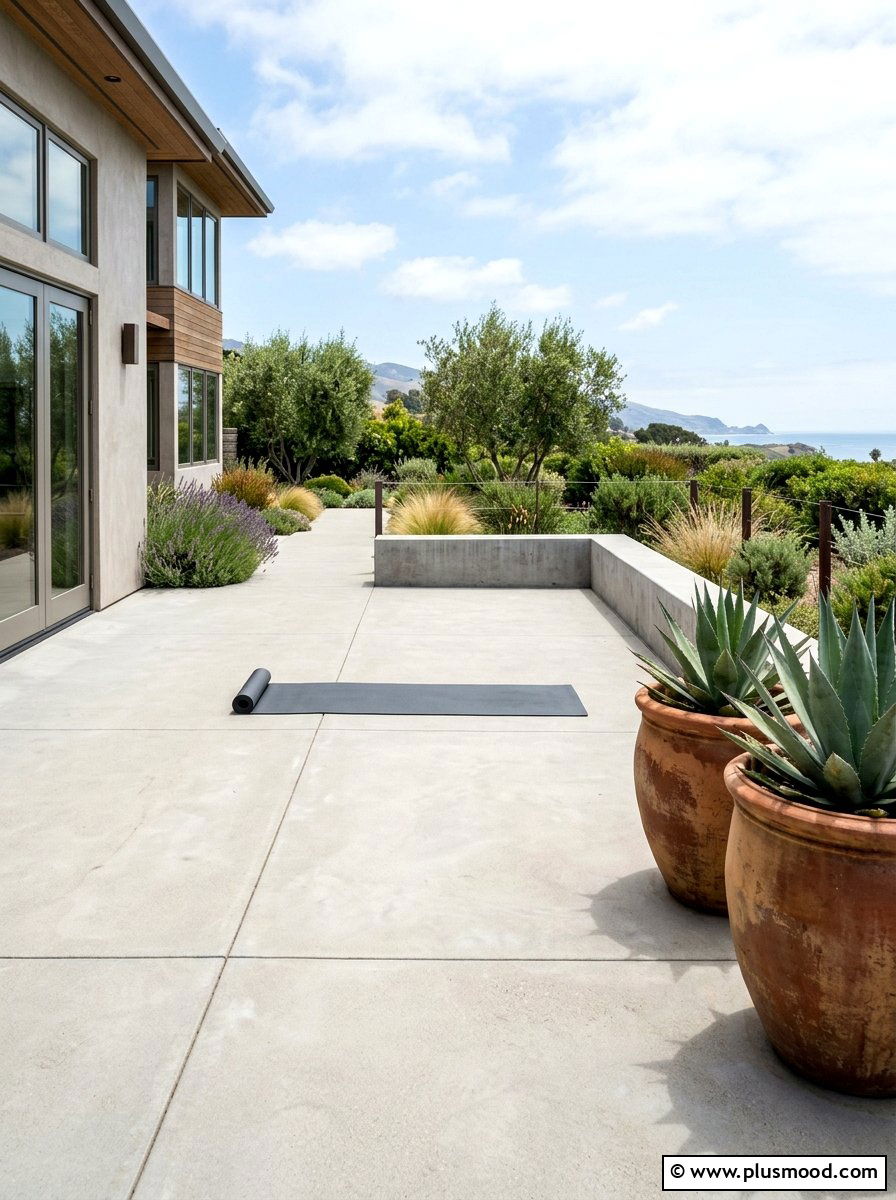 Minimalist Concrete Patio - 25 small backyard ideas with yoga space