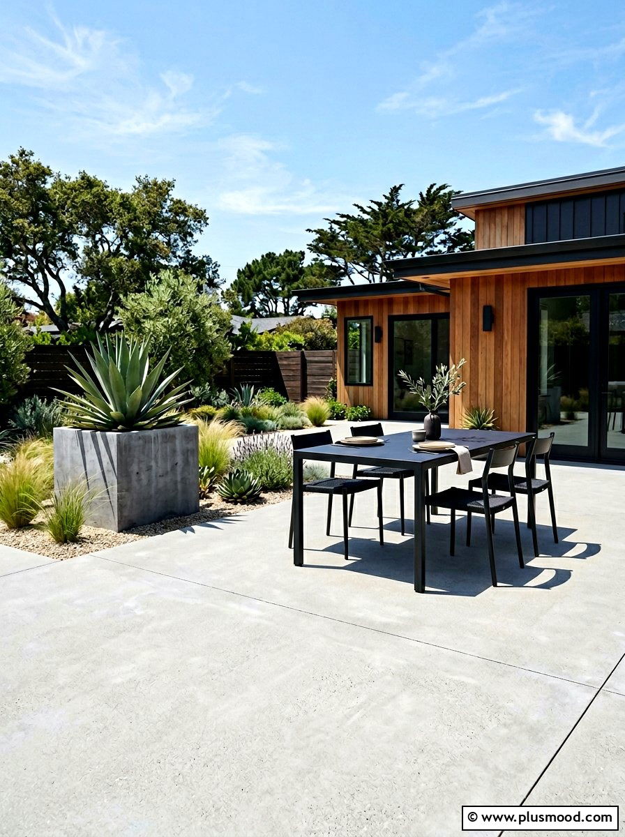 Minimalist Concrete Patio - 25 small backyard ideas with dining area