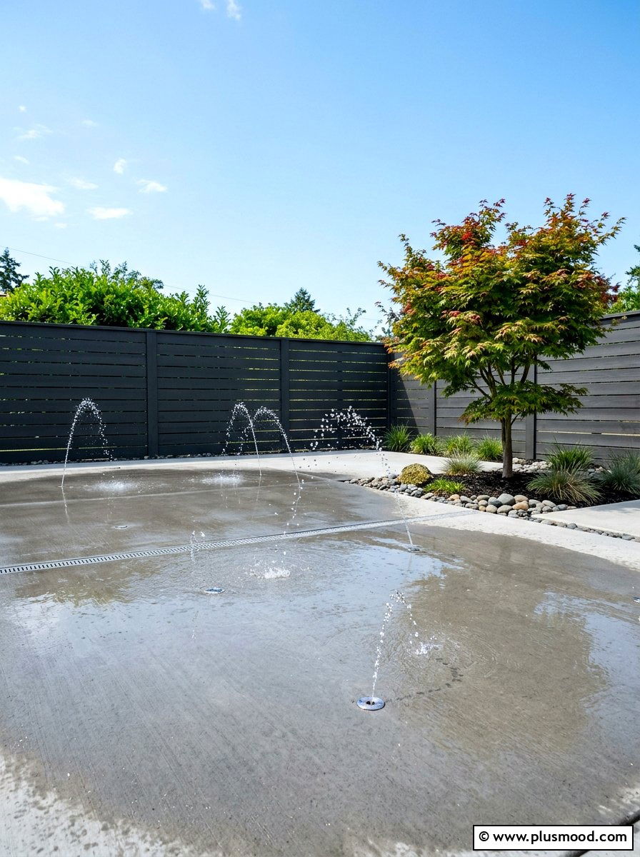 Minimalist Concrete Splash Pad - 25 summer splash pad backyard ideas