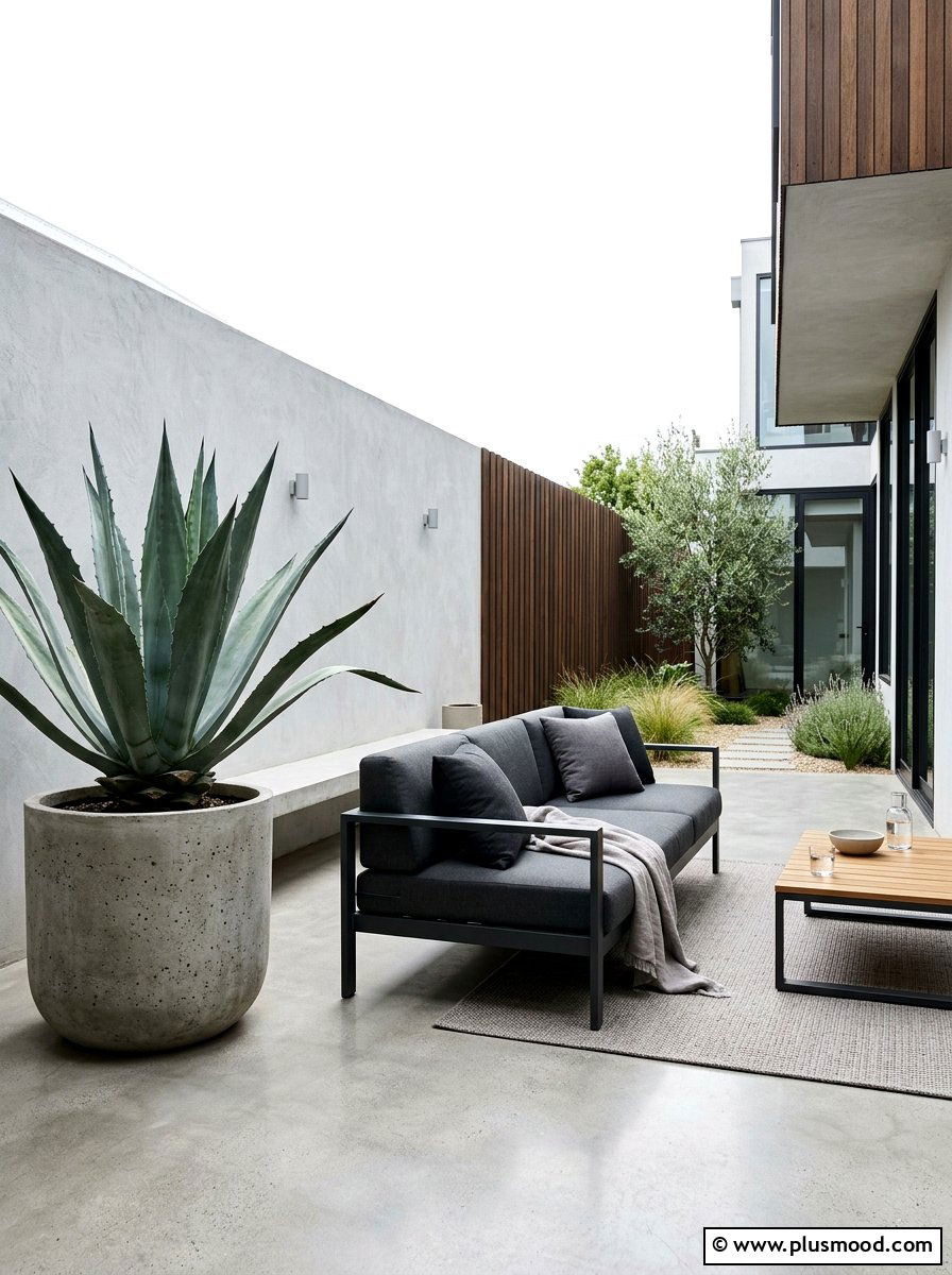 Minimalist Courtyard Lounge Area - 25 small backyard ideas with outdoor sofa