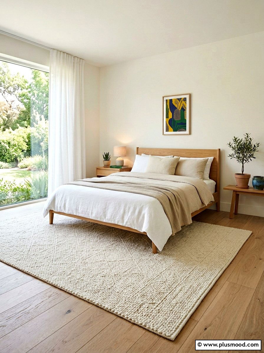 Minimalist Cream Rug - 25 summer rug ideas for bedroom