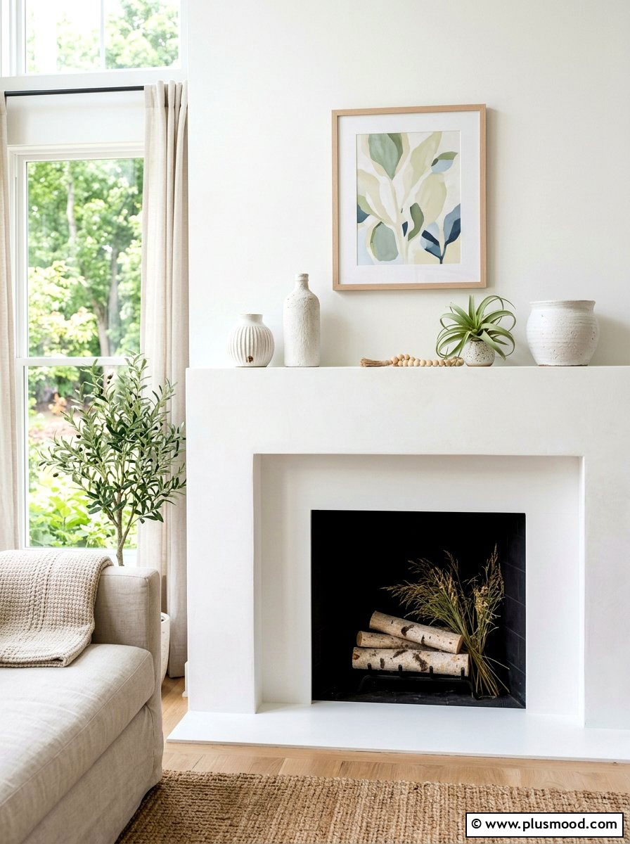 Minimalist Fireplace Mantle - 25 summer interior decor ideas