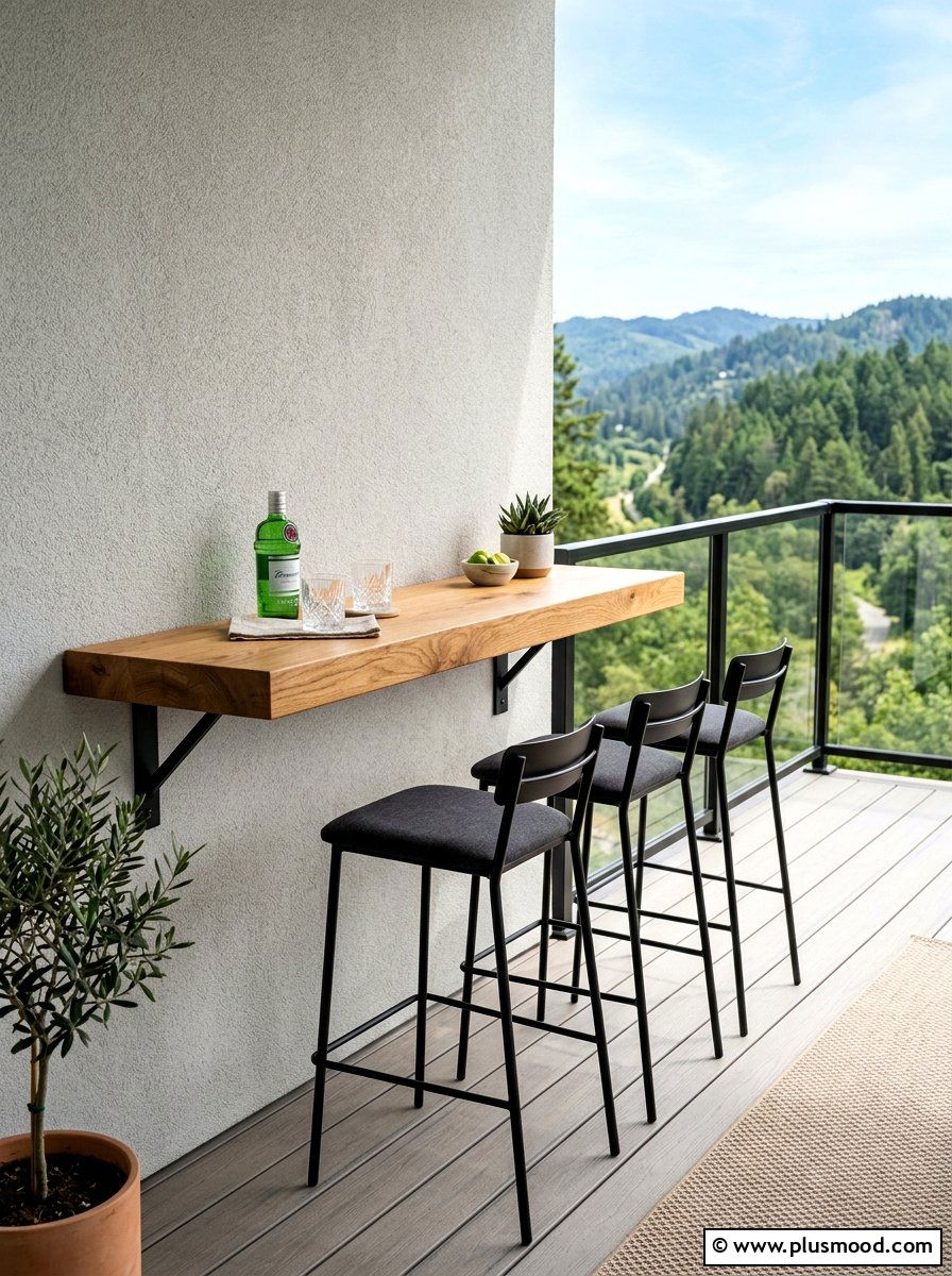 Minimalist Floating Shelf Bar - 25 summer patio bar ideas