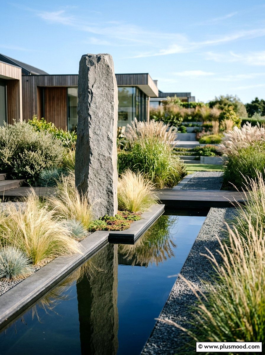 Minimalist Garden Sculpture - 25 pool landscaping ideas for natural pools