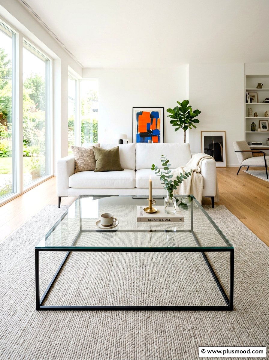 Minimalist Glass Coffee Table - 25 summer minimalist summer decor ideas