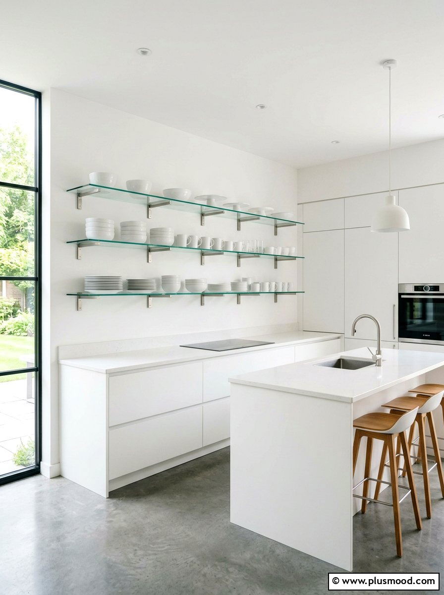 Minimalist Glass Kitchen Open Shelves - 25 summer open shelf summer kitchen ideas