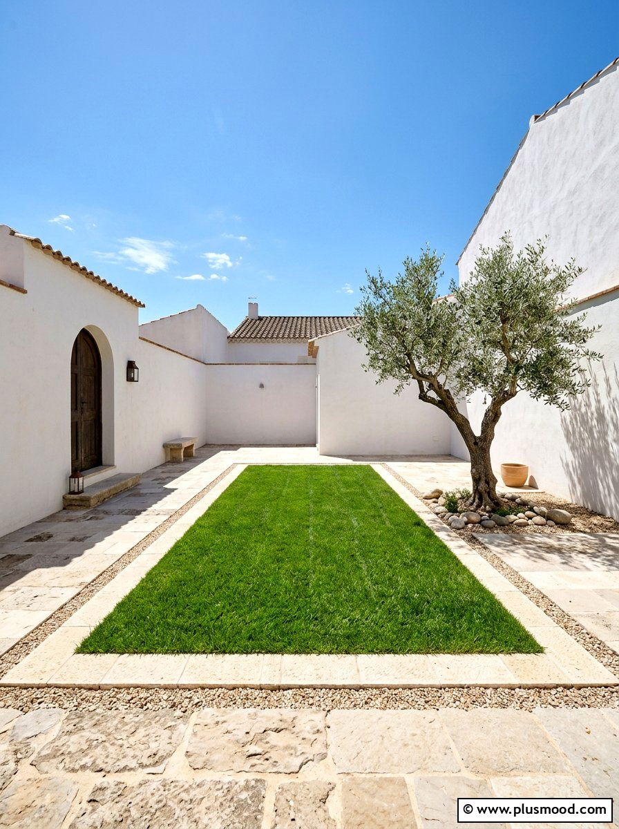 Minimalist Grass Courtyard - 25 small backyard ideas with grass