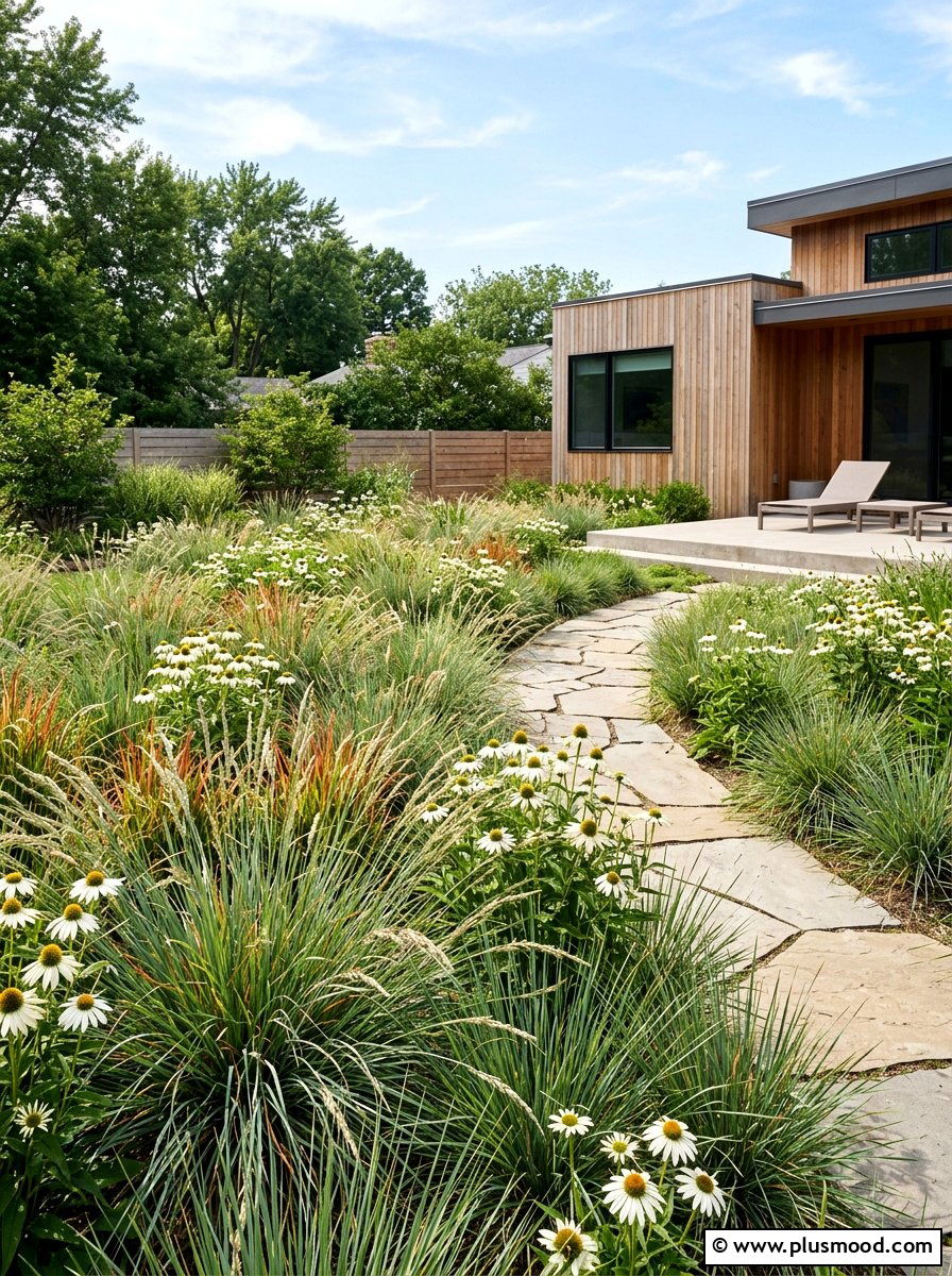 Minimalist Grass Meadow - 25 small backyard ideas with butterfly garden