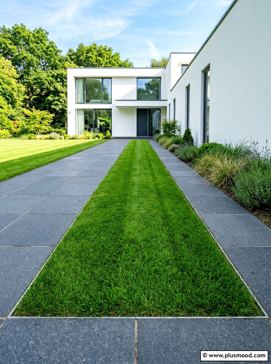 Minimalist Grass Strip - 25 summer side yard garden ideas