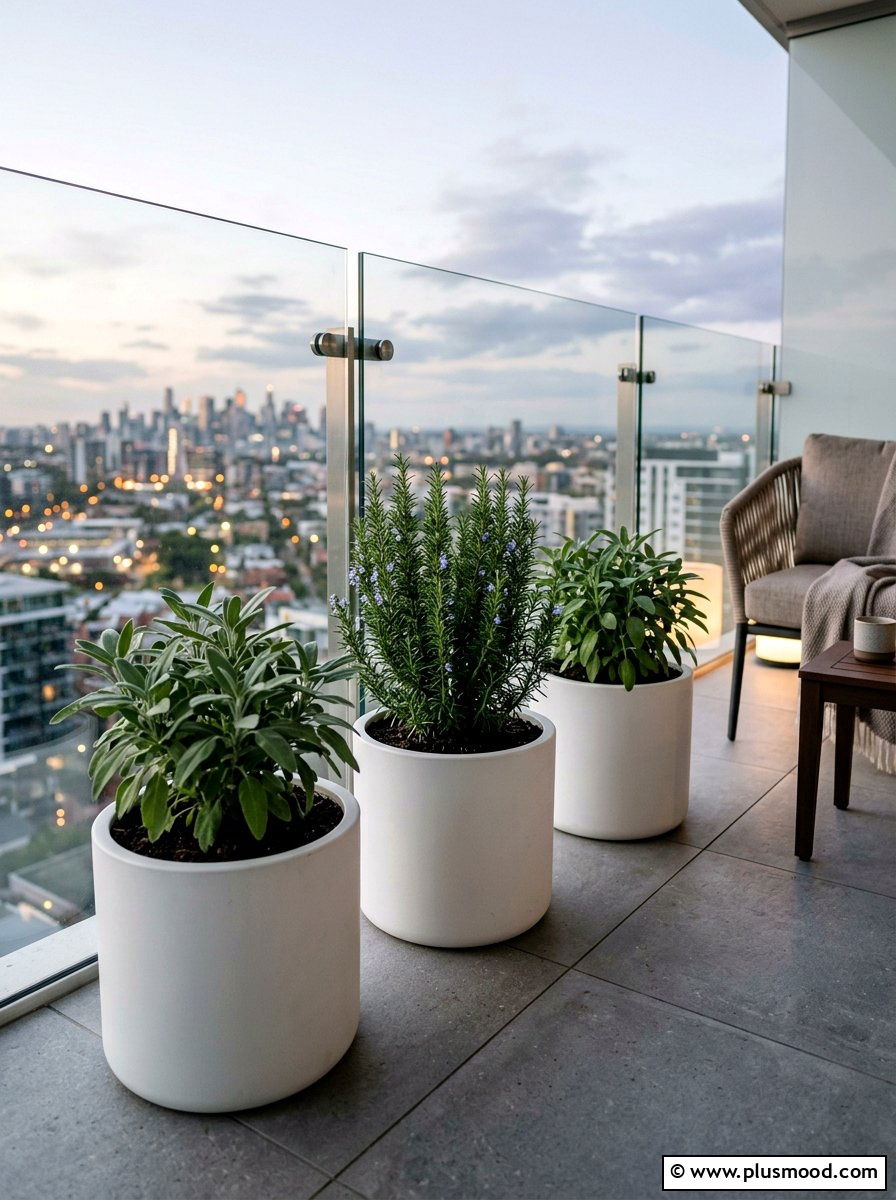 Minimalist Herb Pot - 25 summer balcony herb garden ideas