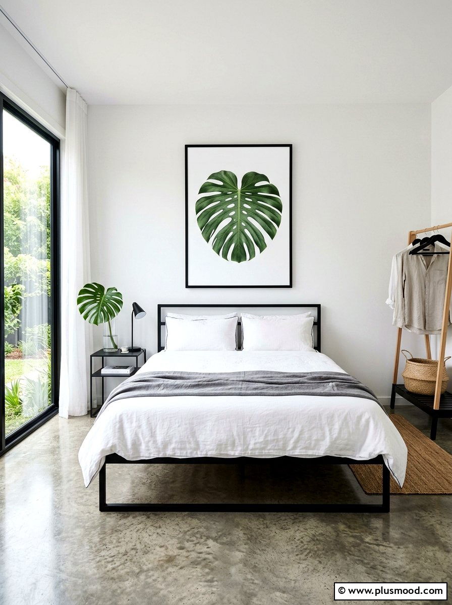 Minimalist Leaf Pattern Bedroom - 25 summer botanical bedroom ideas