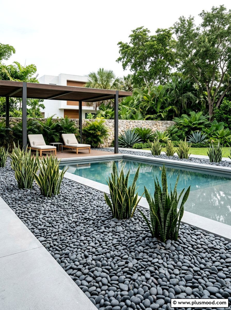 Minimalist Pebble Pool Landscaping - 25 pool landscaping ideas for shaded backyards