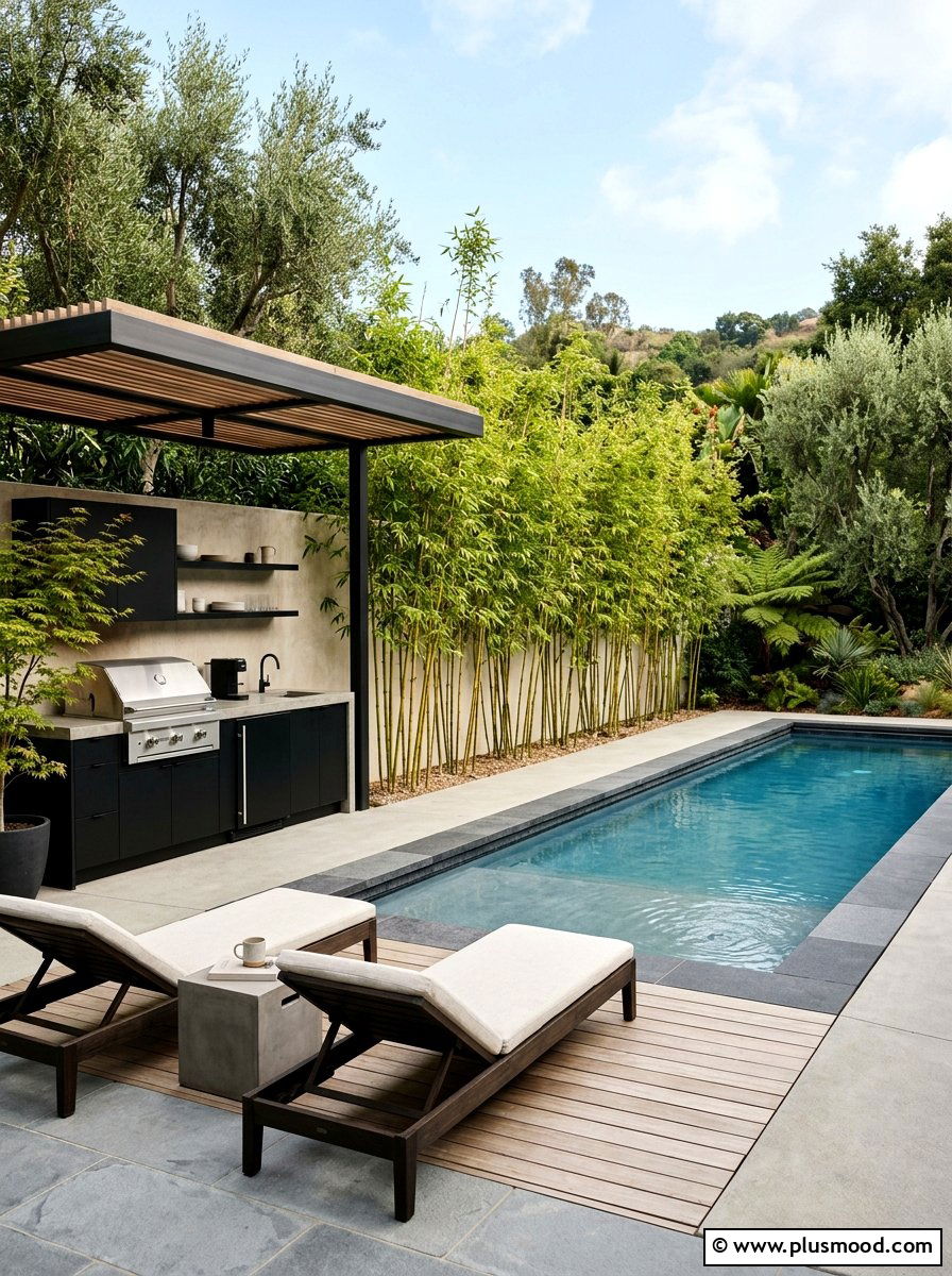 Minimalist Pool Area - 25 pool landscaping ideas with outdoor kitchen
