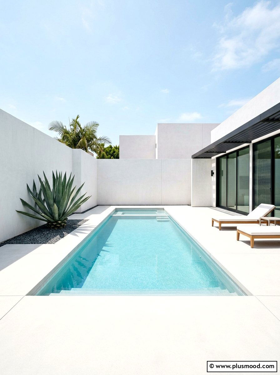 Minimalist Pool Area - 25 pool landscaping ideas for courtyard pools