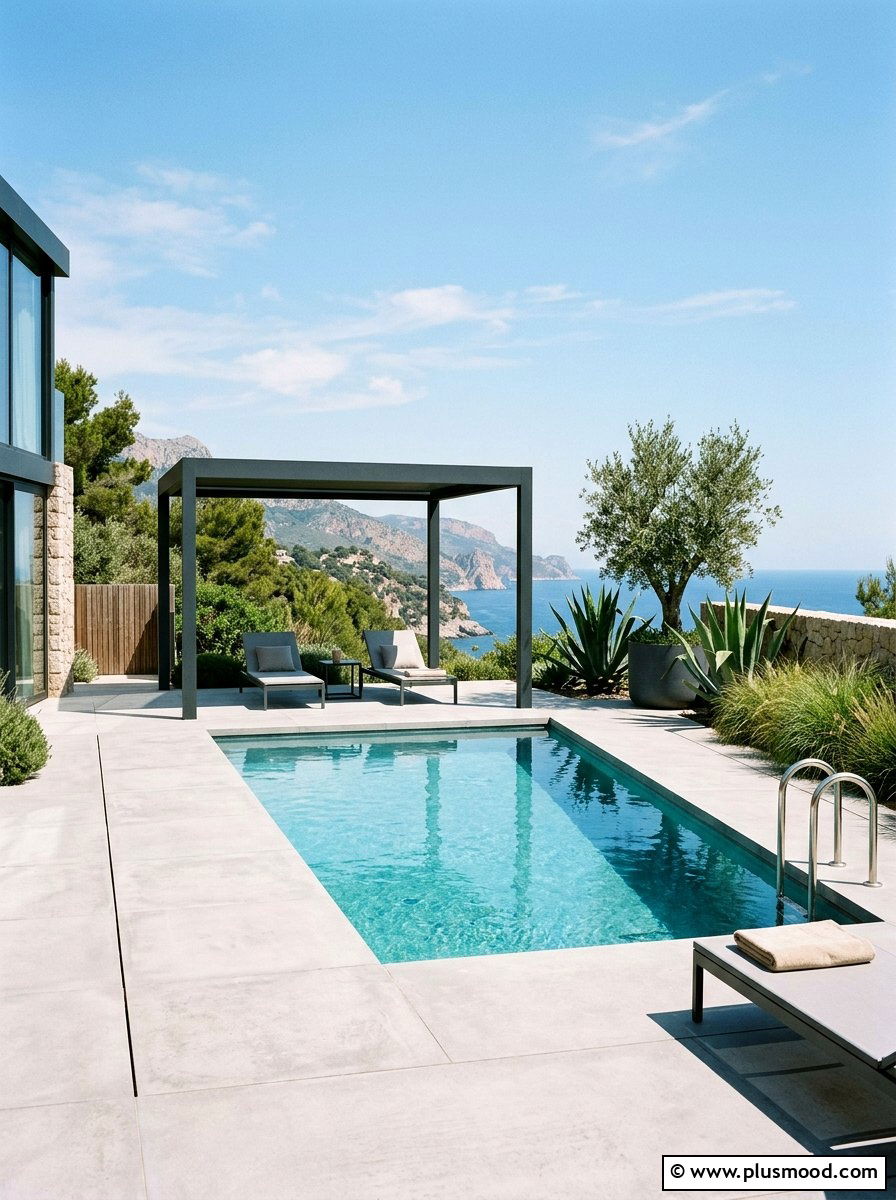 Minimalist Pool Landscape - 25 pool landscaping ideas with pergola