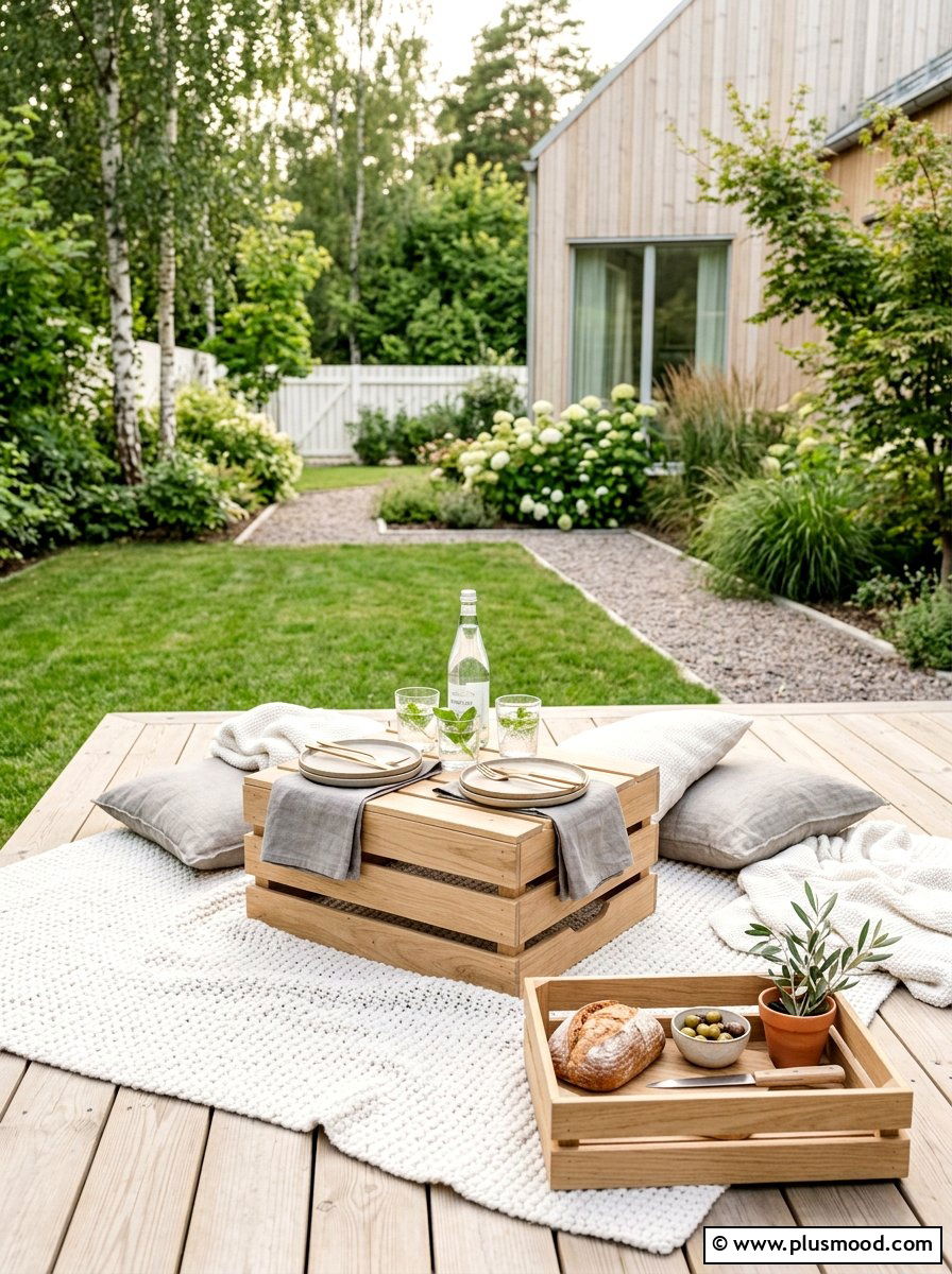 Minimalist Scandi Picnic Area - 25 summer picnic backyard ideas