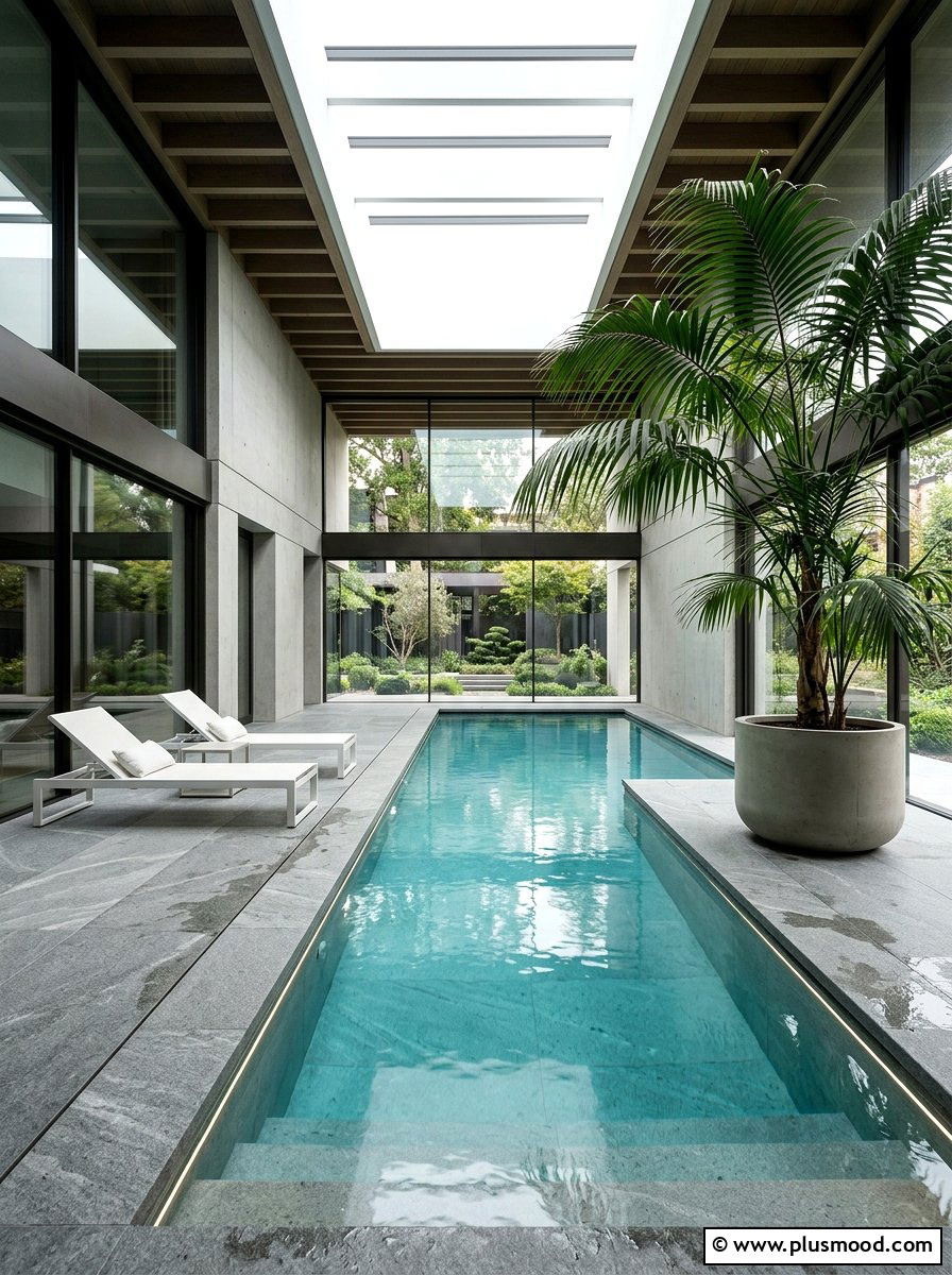 Minimalist Seating Indoor Pool - 25 pool landscaping ideas for indoor pools