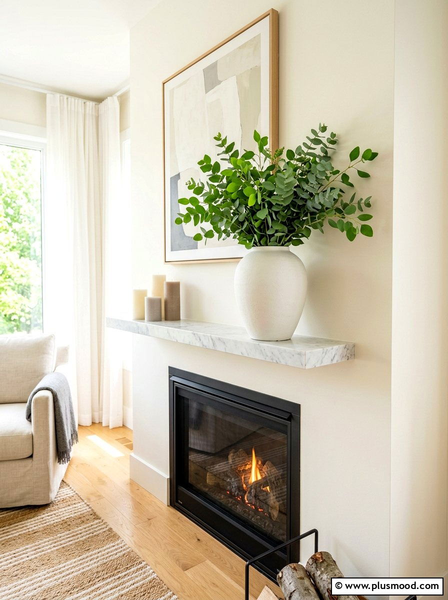 Minimalist Summer Mantel - 25 summer mantel ideas for living room