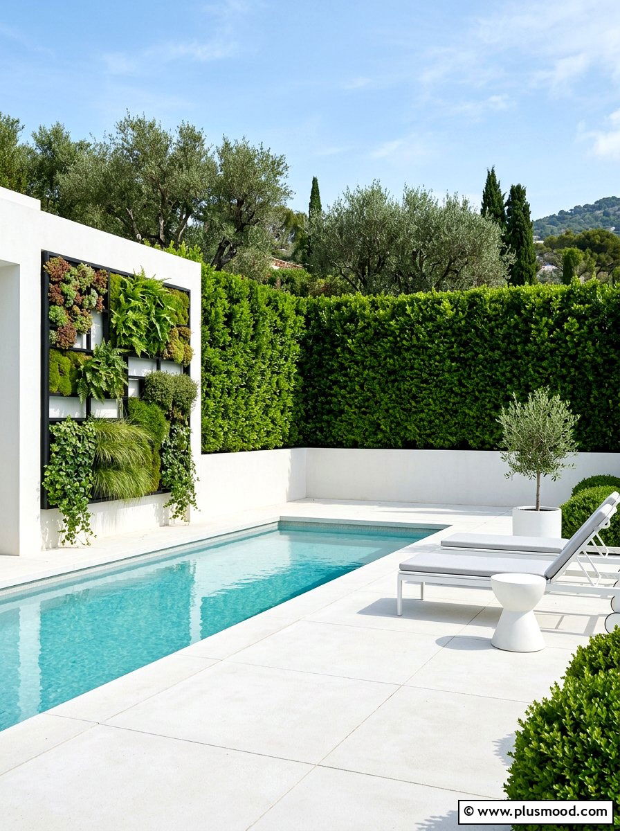 Minimalist Vertical Garden Pool Deck - 25 pool landscaping ideas with vertical garden