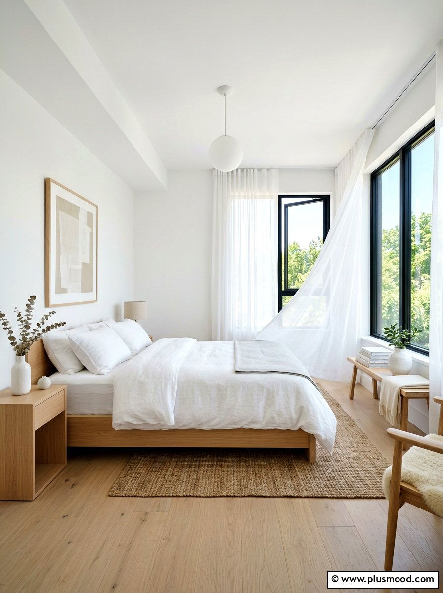 Minimalist White Bedroom - 25 neutral summer bedroom ideas